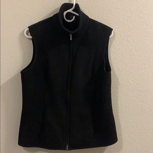 Ann Taylor black faux suede faux fur vest